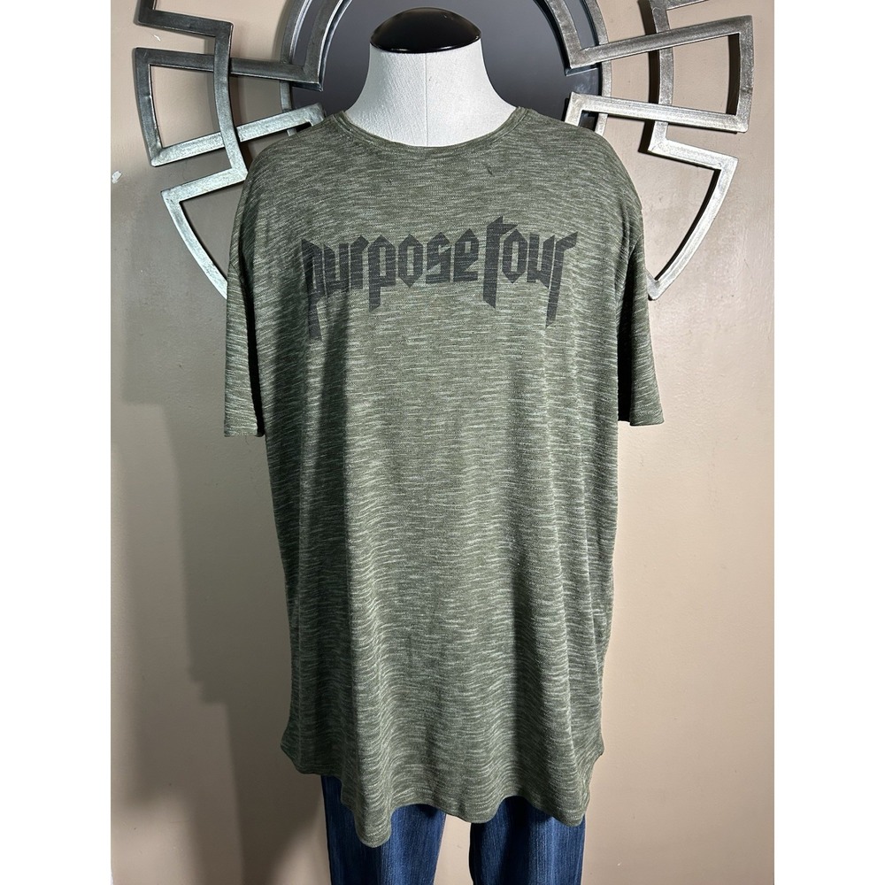 Justin Bieber Purpose Tour Gate Star Fashion Adult‎ T-Shirt XXL 2XL 2sided Green